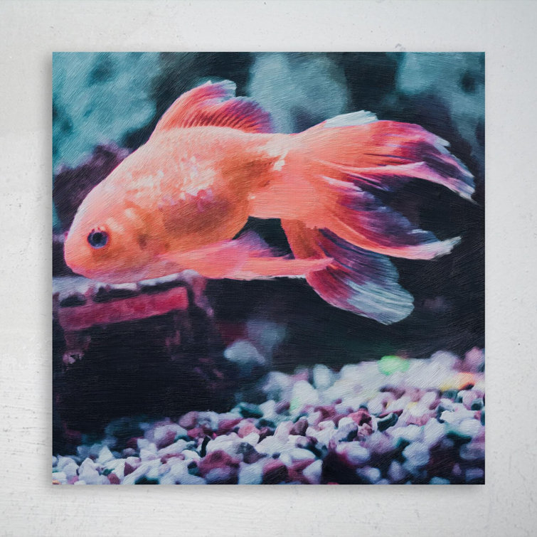 Rosecliff Heights A Pink Orange Fish On Canvas Painting Wayfair